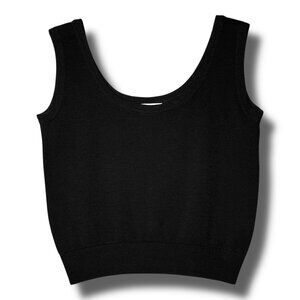 Vintage St. John by Marie Gray Black Knit Tank Top Santana Shell Size M